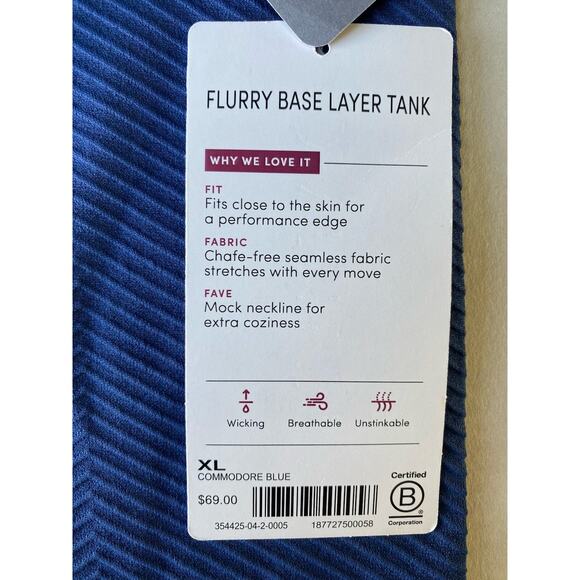 Athleta Shirt Womens Size XL Blue Flurry Base Layer NEW Casual Stretchy Tank Top - Picture 3 of 7